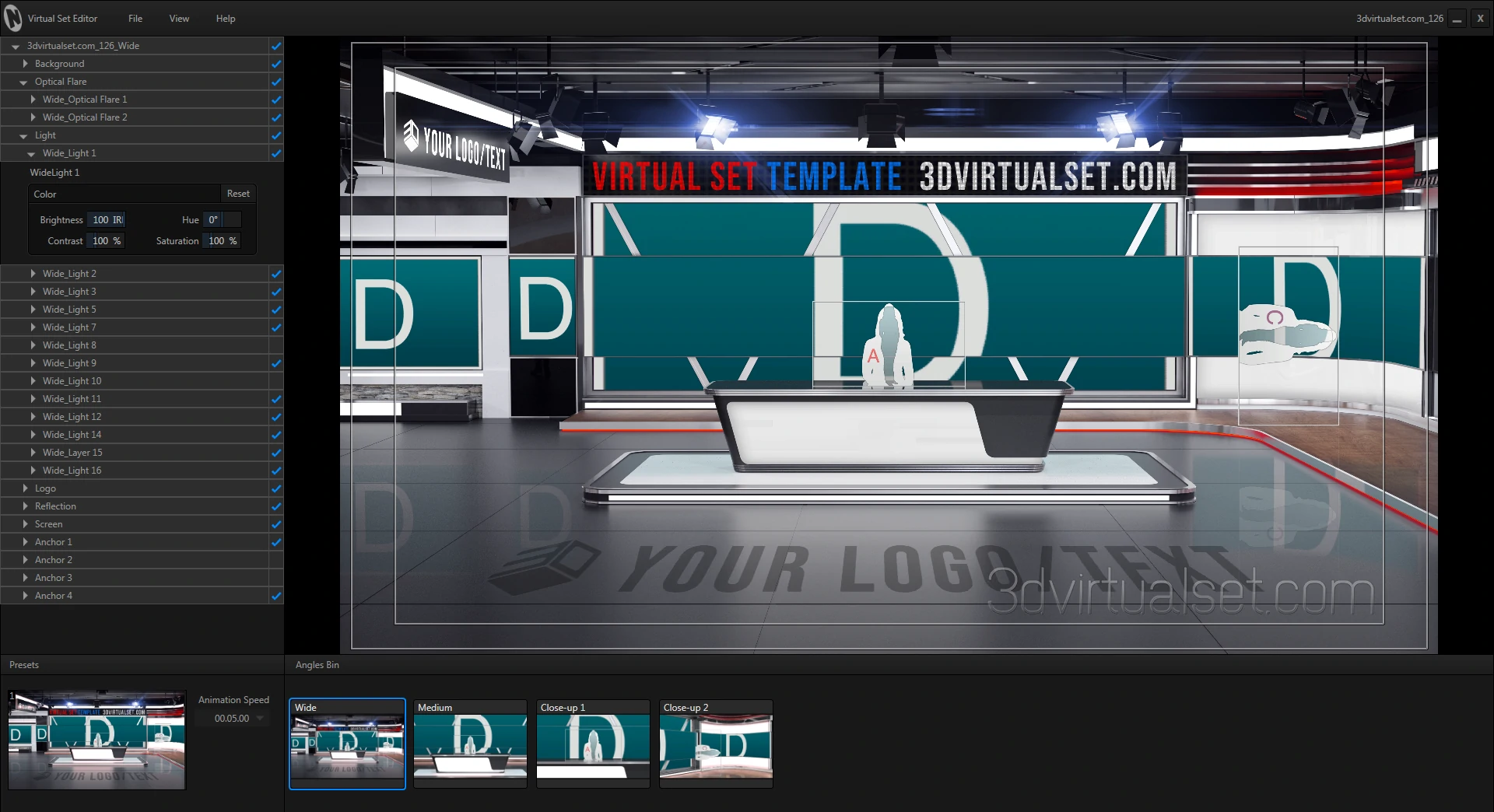 Virtual Set 126B for NewTek TriCaster Virtual Set Editor Templates
